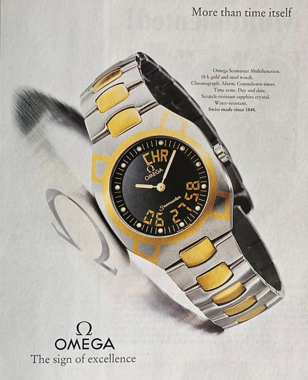 1988 Omega Seamaster Polaris 396.1022 18k Gold & Steel Date 31MM Unisex midsize Quartz Watch