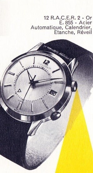 1968 Jaeger LeCoultre Jumbo Memovox Alarm Date Wristwatch Model 855 in Stainless Steel Caliber 825