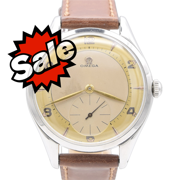 1956 Omega Huge Jumbo watch with Mixed Arabic Dial and Sub Seconds Model 2580-1 in Stainless Steel