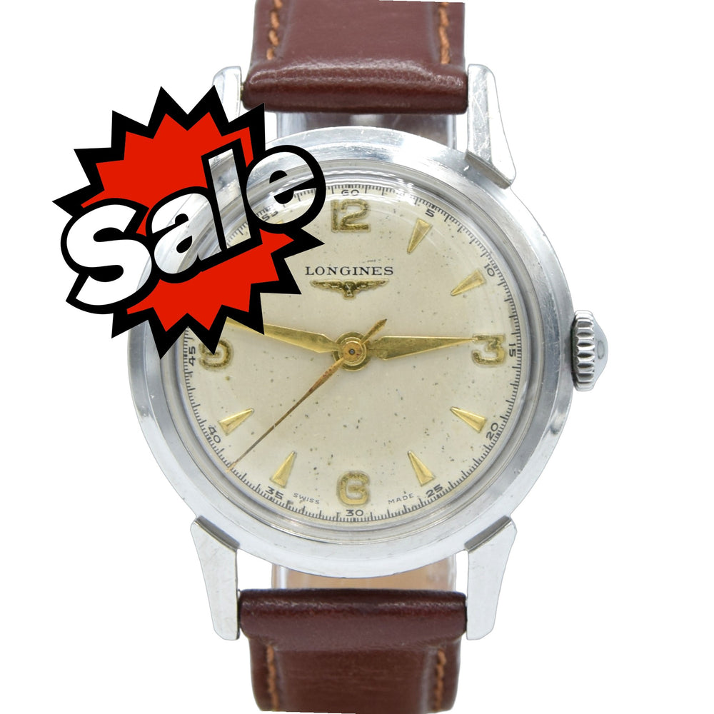 1951 Longines Manual Wind Wristwatch Model 6244 with Gorgeous Original Dial Cal 23zs