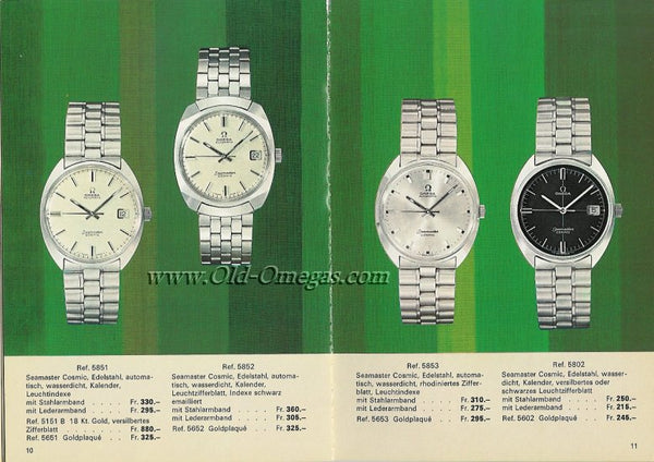 1968 Omega Seamaster Cosmic Date Model 166.023 Cross-Hair Dial Steel Monocoque Case on flat BOR