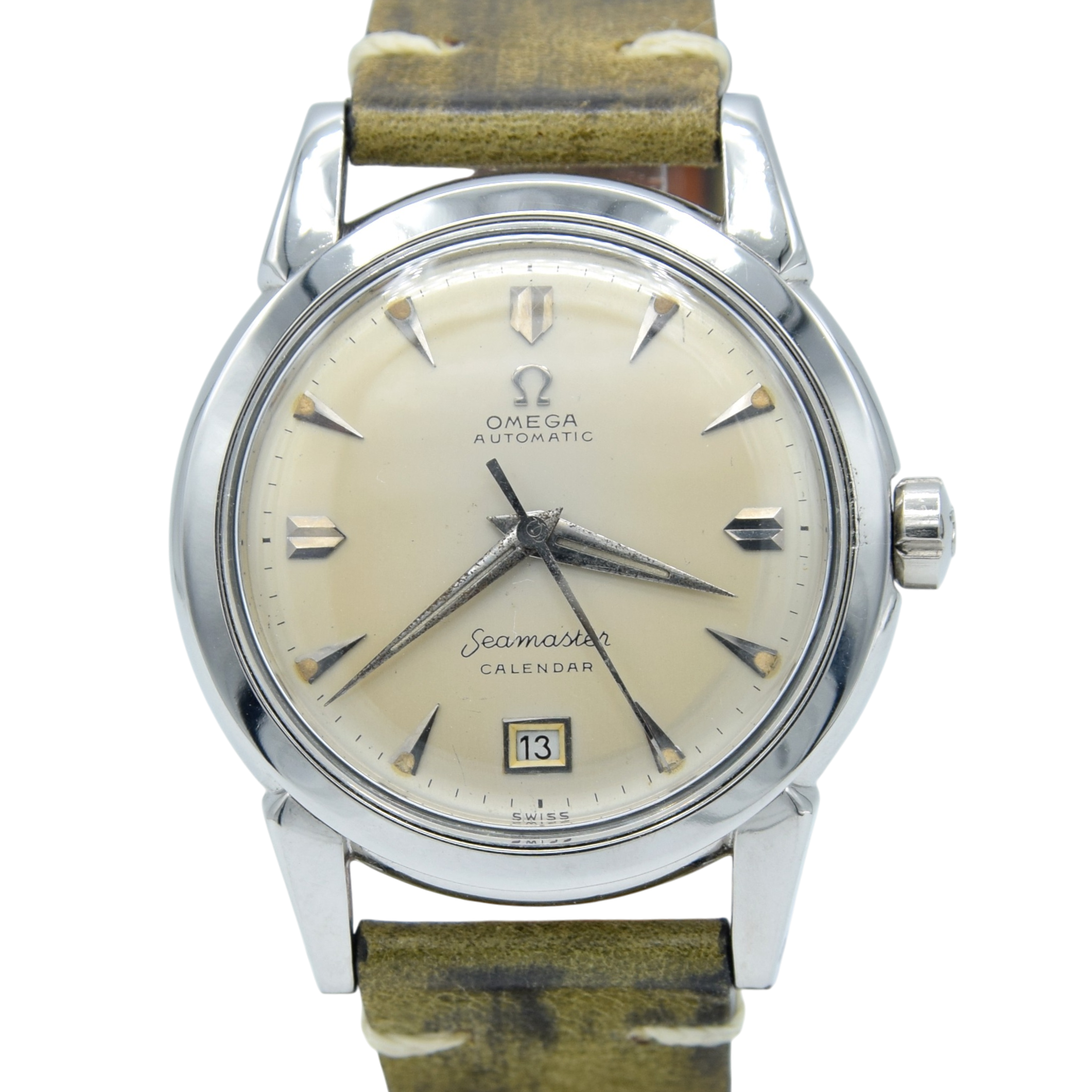 1952 Omega Seamaster one of the first bumper Automatic Date Wristwatch Model 2627-5 in steel