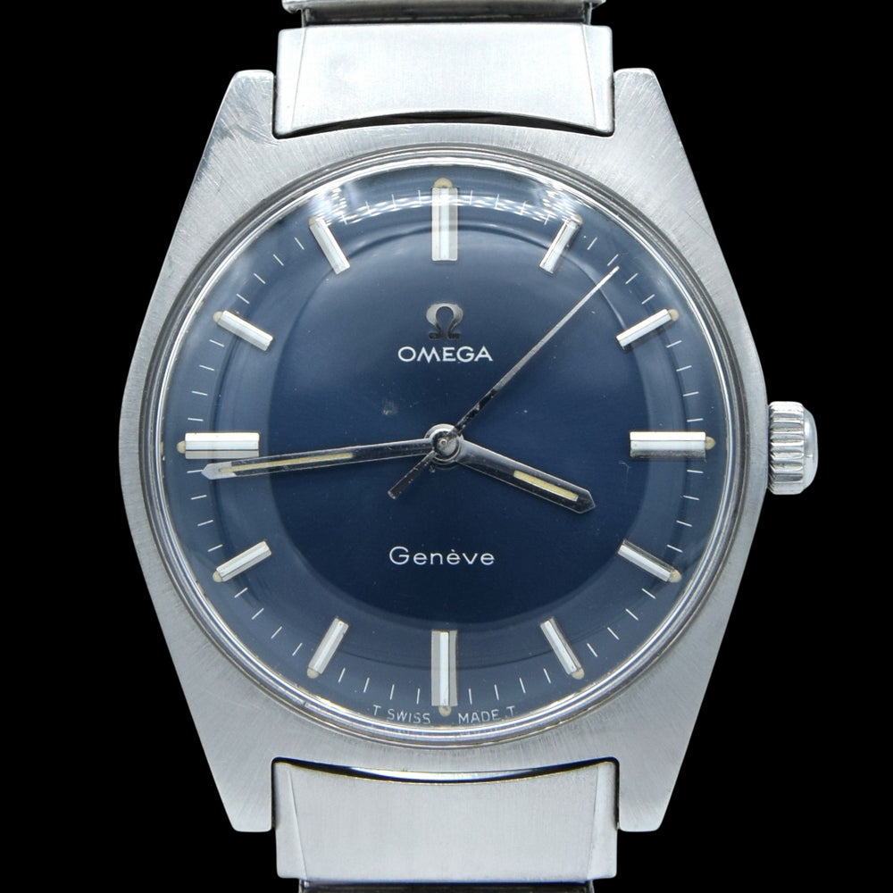 1970 Omega Geneve Model 135.041 Manual Wind with Rare Fixo-Flex Bracelet & electric blue dial