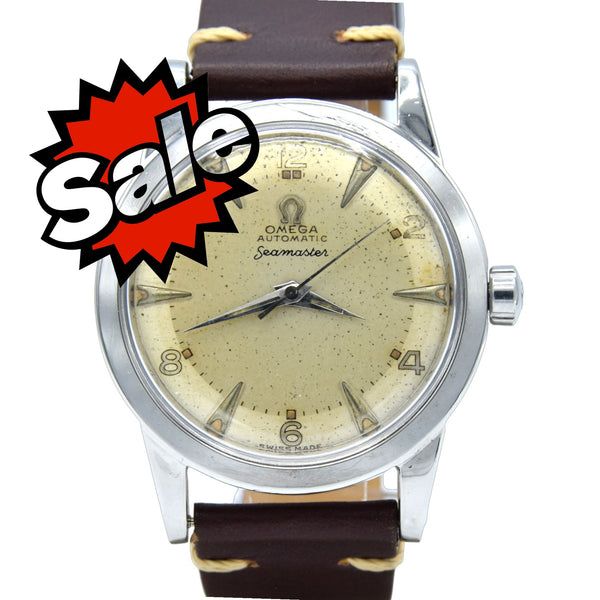 1950 Omega Seamaster Original Condition Automatic Bumper with Arabic Numerals and Arrow Markers in Stainless Steel Model 2577