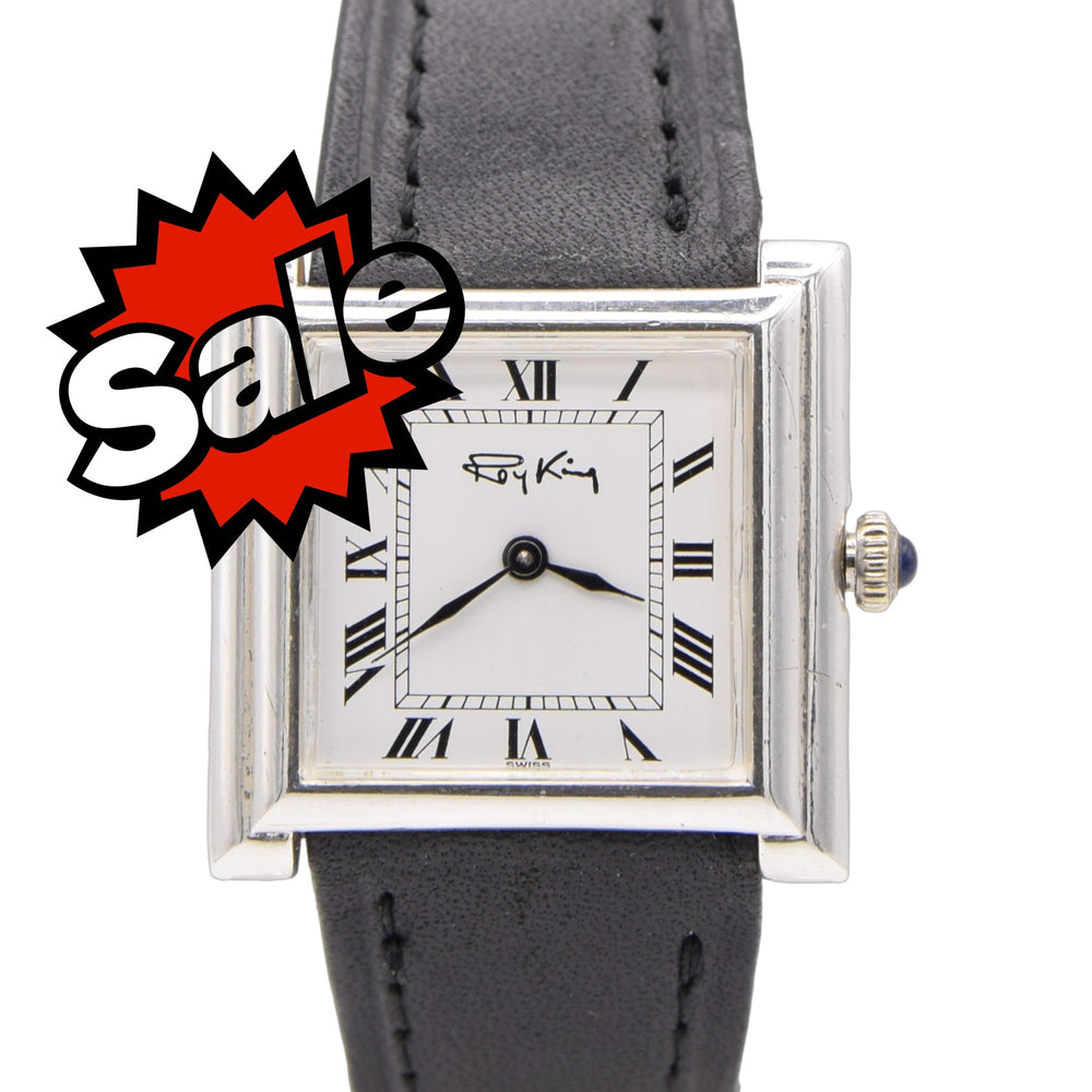 1975 Designer RoyKing Tank / Square watch 925 Sterling silver London hallmark Manual Winding with buckle