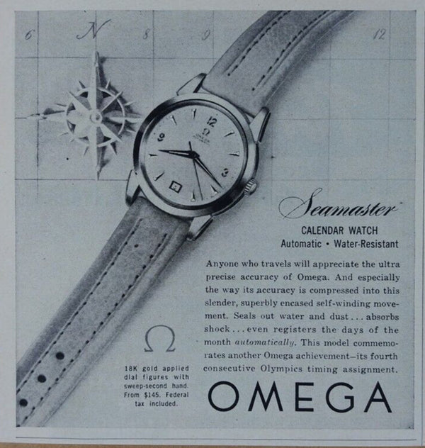 1954 Omega Seamaster bumper Automatic first Date Wristwatch Model 2757 Off-White Dial in Steel