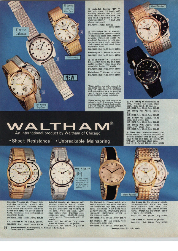 1970s Waltham steel manual-wind retro sleek dress watch with blue dial on blue strap