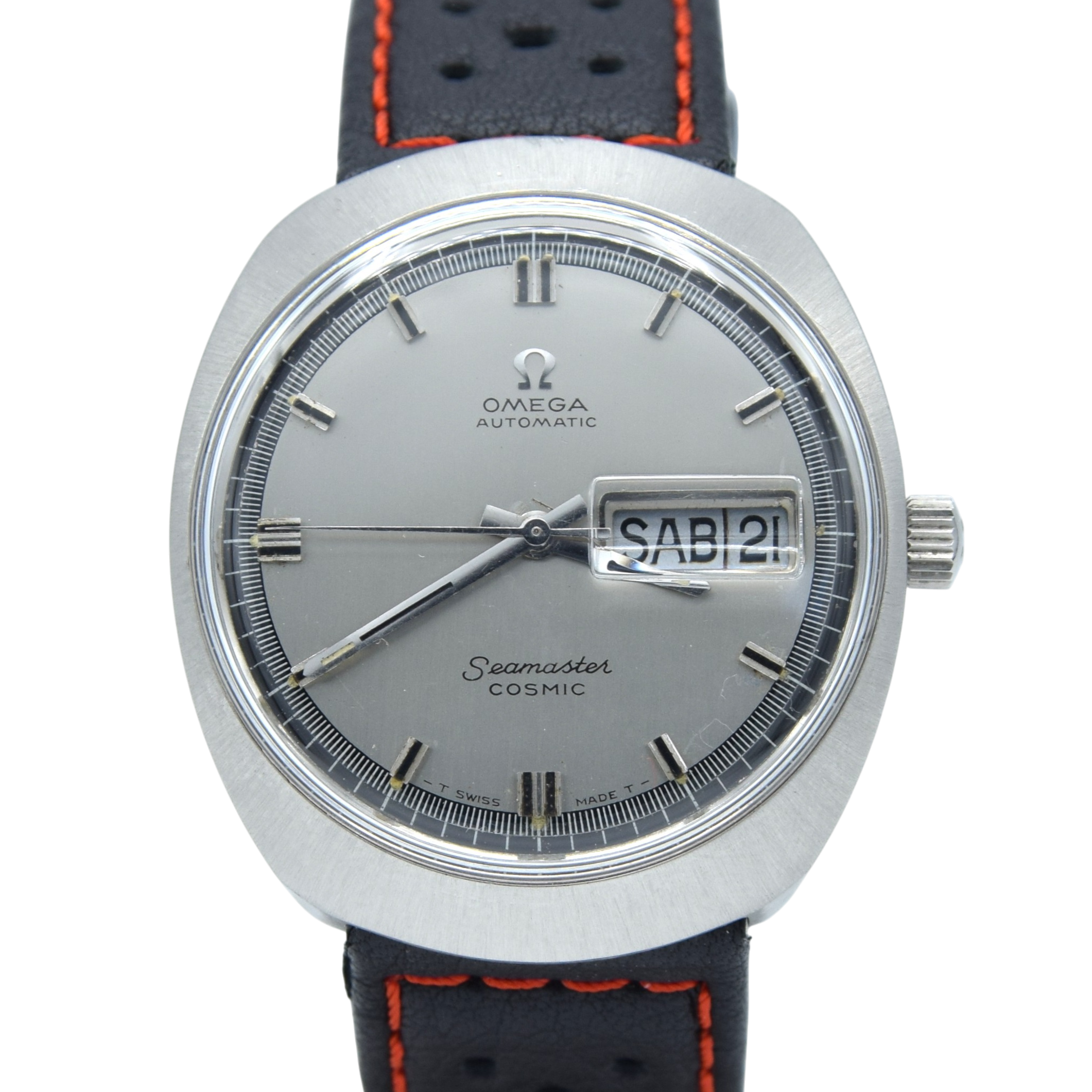 1968 Omega Seamaster Cosmic Spanish Day/Date Model 166.035 in Stainless Steel Moncoque Case