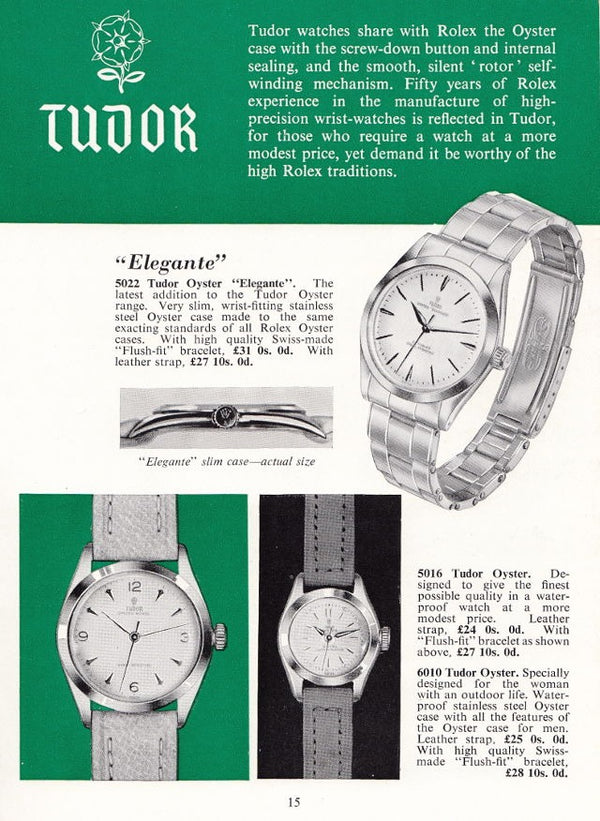 1963 Tudor Oyster 'Elegante' Wristwatch Model 7960 with rare Dial in Stainless Steel 34mm