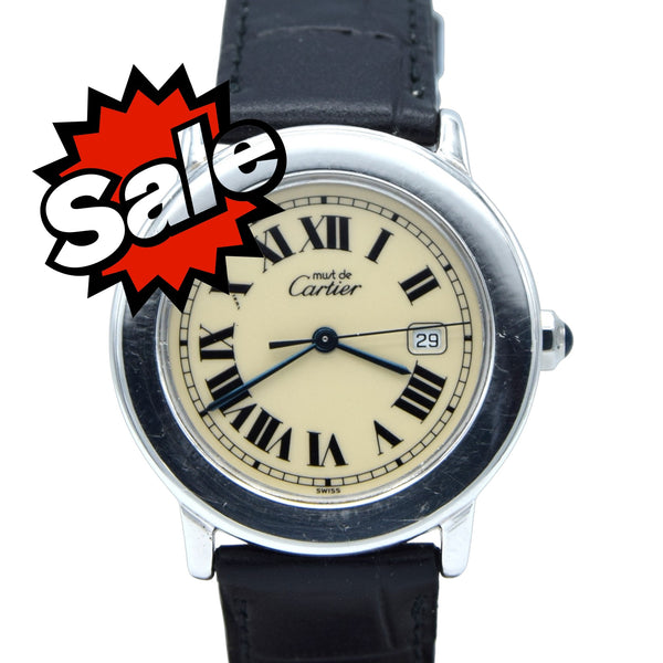 1994 Cartier 'Must de' Ronde with Roman Numerals in 925 Sterling Silver Vermeil Case Model 1800