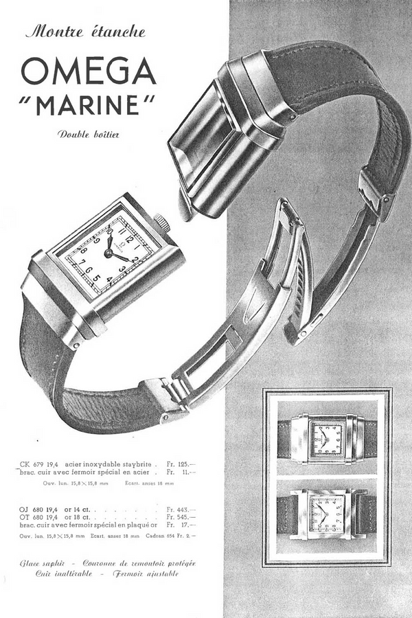 (Reserved) Rare Omega Marine Deco Rectangular Tonneau Pupitre Wristwatch in Staybrite Case Circa 1934