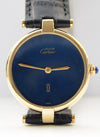 Cartier Ronde Vermeil with Lapis-Type Dial and Vendôme Lugs in Sterling Silver 925 Gilt Circa 1990s
