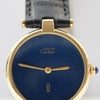 Cartier Ronde Vermeil with Lapis-Type Dial and Vendôme Lugs in Sterling Silver 925 Gilt Circa 1990s