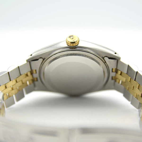 1979 Stunning Rolex Gold & Steel Oyster Perpetual Datejust with Fluted Gold Bezel Blue Dial  Model 16013 + Box, Book & Swing Tags