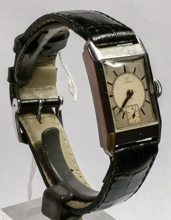 Omega with Original Two Tone Dial in Deco Style Stainless Steel Case 1934