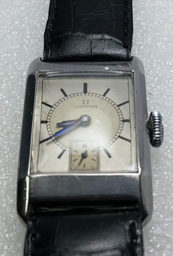 Omega with Original Two Tone Dial in Deco Style Stainless Steel Case 1934