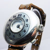 Half Hunter Trench Style Wristwatch in Silver with Original Strap and Buckle Circa 1920s