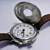 Half Hunter Trench Style Wristwatch in Silver with Original Strap and Buckle Circa 1920s