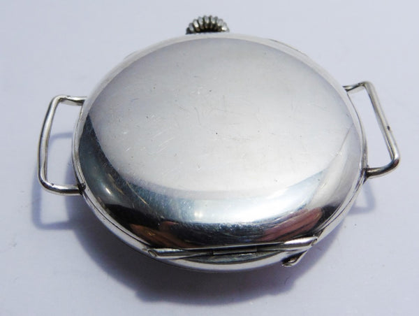 Half Hunter Trench Style Wristwatch in Silver with Original Strap and Buckle Circa 1920s