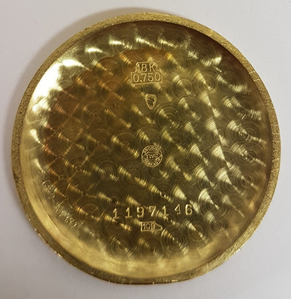 1945-7 IWC 18ct Gold Dress Watch with Rare Flared Bombe Style Lugs Cal 89