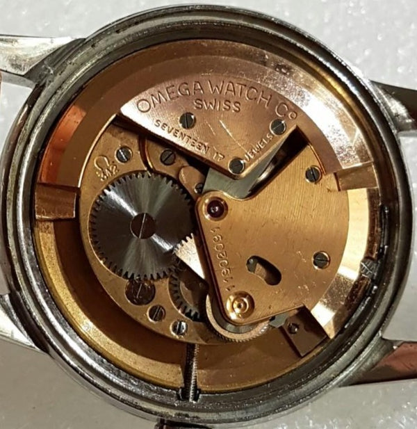 1950 Omega Large Automatic Bumper with Arabic Dial Jumbo Model 2493 in Stainless Steel Case with Archive Extract