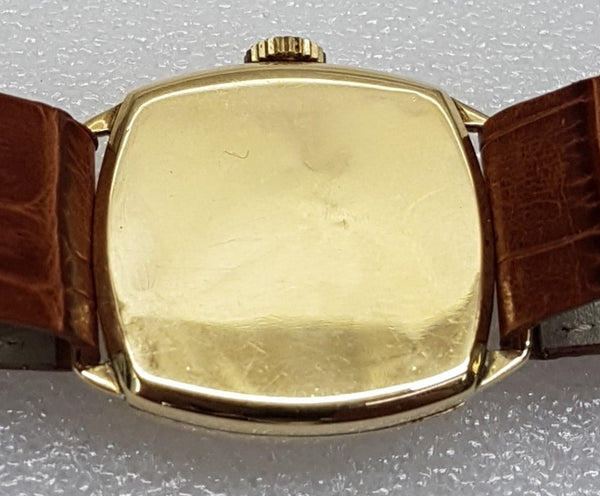JW Benson Submarine Watch with Enamel Dial and Arabic Numerals in 18ct Gold Cushion Case Circa 1930s