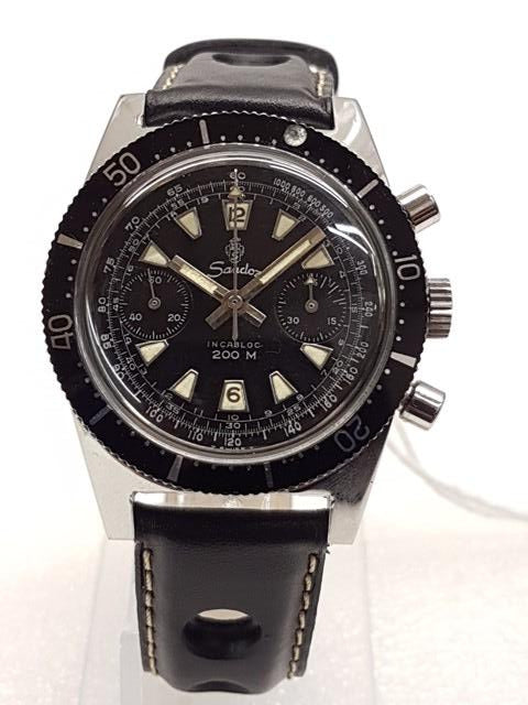 Sandoz Chronograph with Black Dial in Stainless Steel Circa 1960s