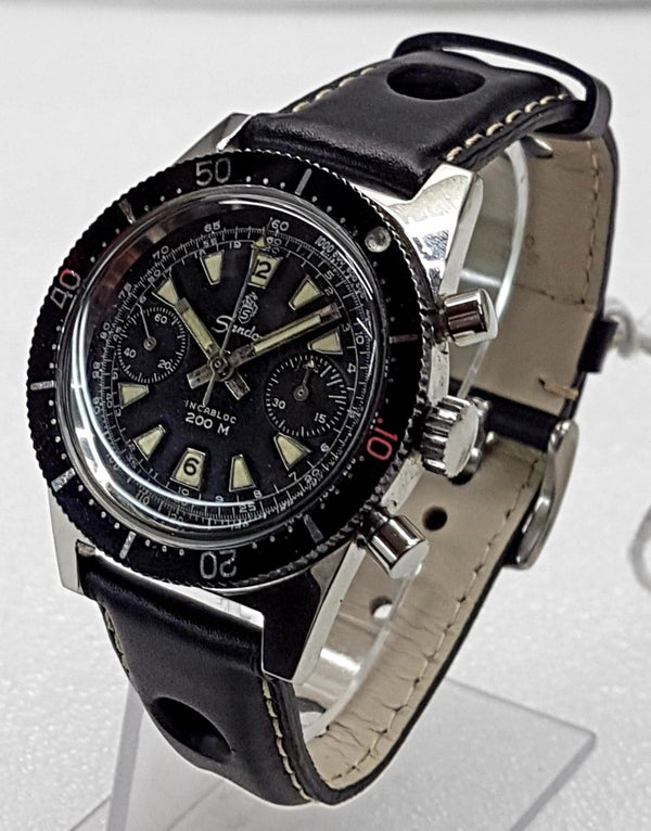 Sandoz Chronograph with Black Dial in Stainless Steel Circa 1960s