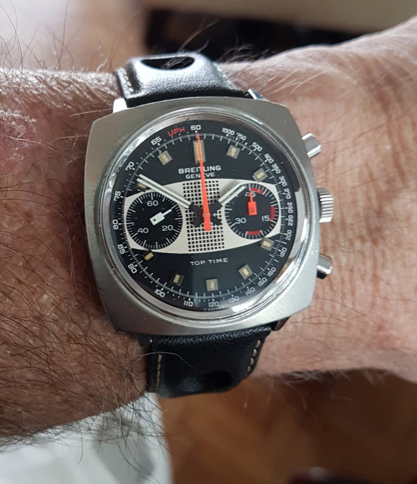Breitling Top Time Chronograph with Racing 'Surfboard' Dial in Stainless Steel Model 2211 Dated 1970