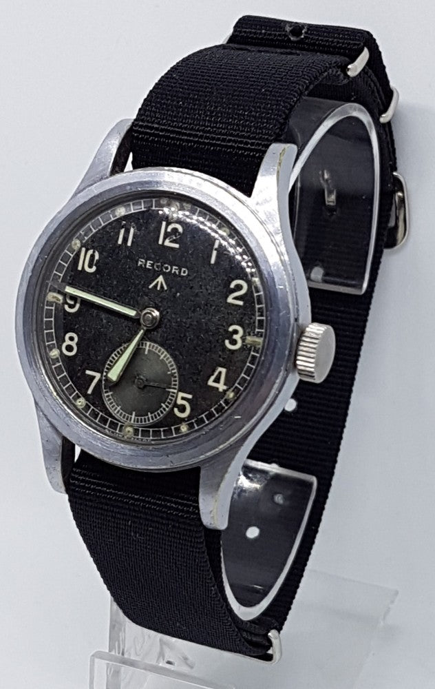 Record British Military WWW WW2 Dirty Dozen Wristwatch Circa 1940s