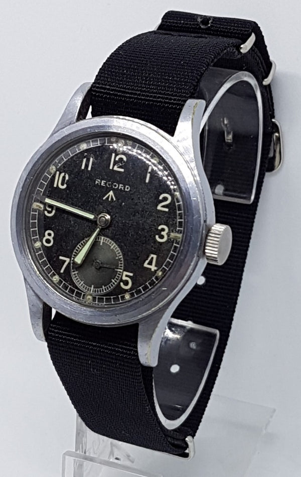 Record British Military WWW WW2 Dirty Dozen Wristwatch Circa 1940s