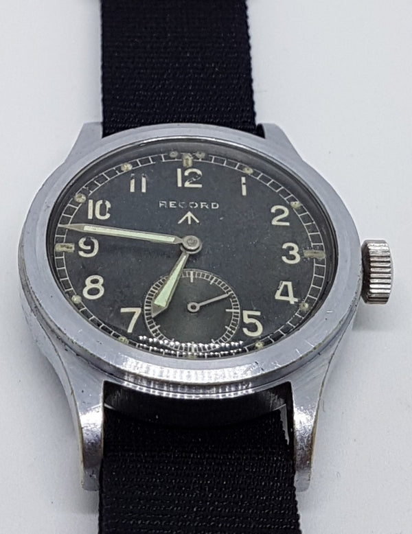 Record British Military WWW WW2 Dirty Dozen Wristwatch Circa 1940s