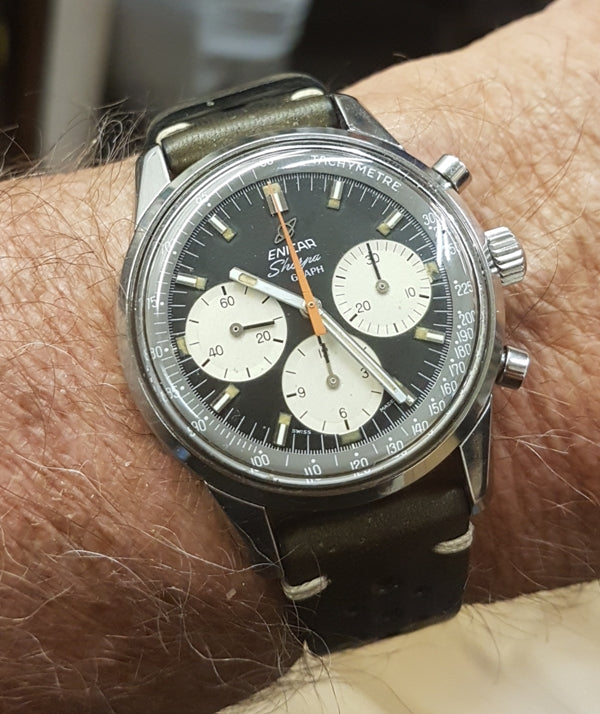 Enicar Sherpa Graph Chrongraph mk3 Racing Style Wristwatch in Stainless Steel Circa 1972