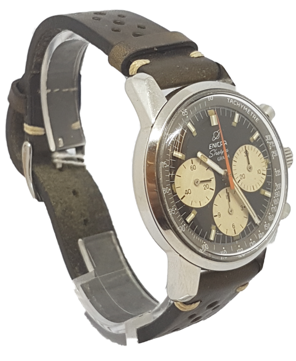 Enicar Sherpa Graph Chrongraph mk3 Racing Style Wristwatch in Stainless Steel Circa 1972