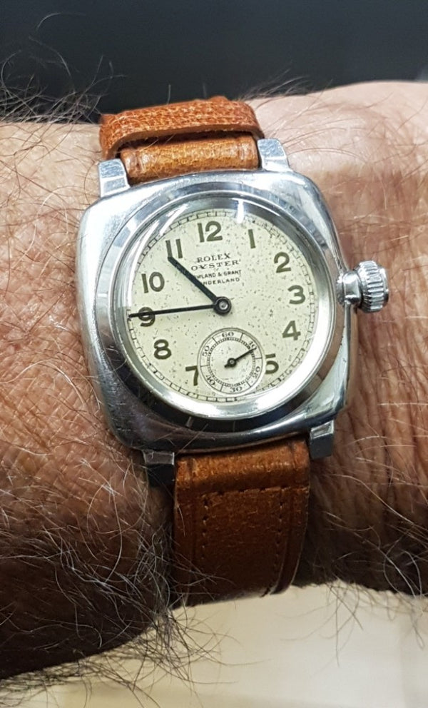 Rare Rolex Oyster Model 2081 in Stainless Steel Cushion Circa 1930s