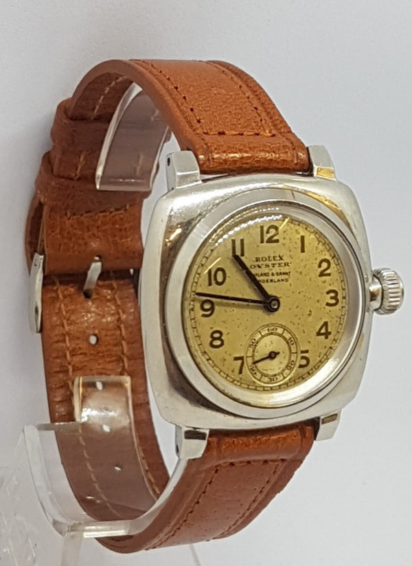 Rare Rolex Oyster Model 2081 in Stainless Steel Cushion Circa 1930s
