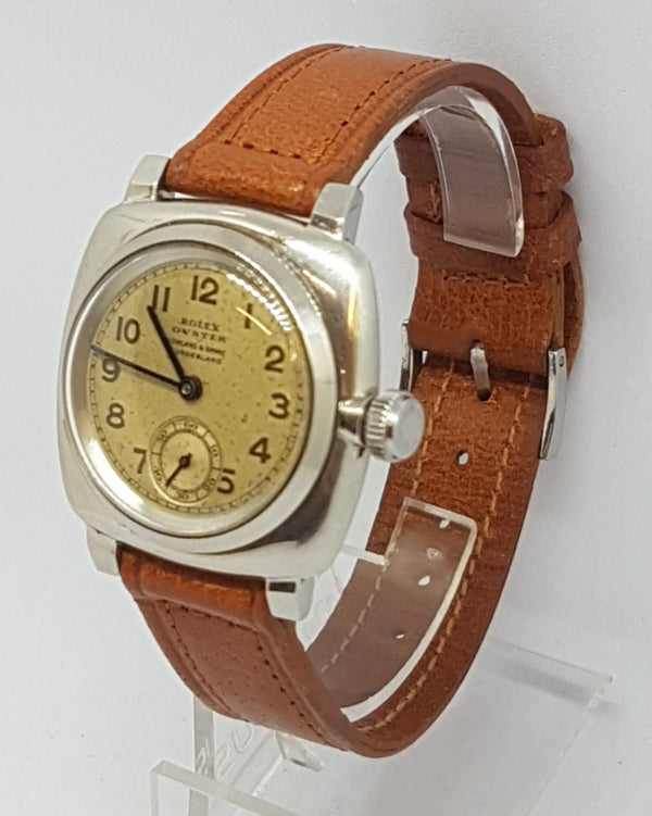 Rare Rolex Oyster Model 2081 in Stainless Steel Cushion Circa 1930s