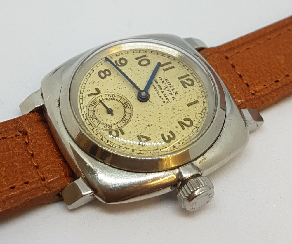 Rare Rolex Oyster Model 2081 in Stainless Steel Cushion Circa 1930s