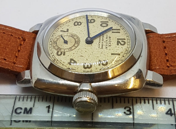 Rare Rolex Oyster Model 2081 in Stainless Steel Cushion Circa 1930s