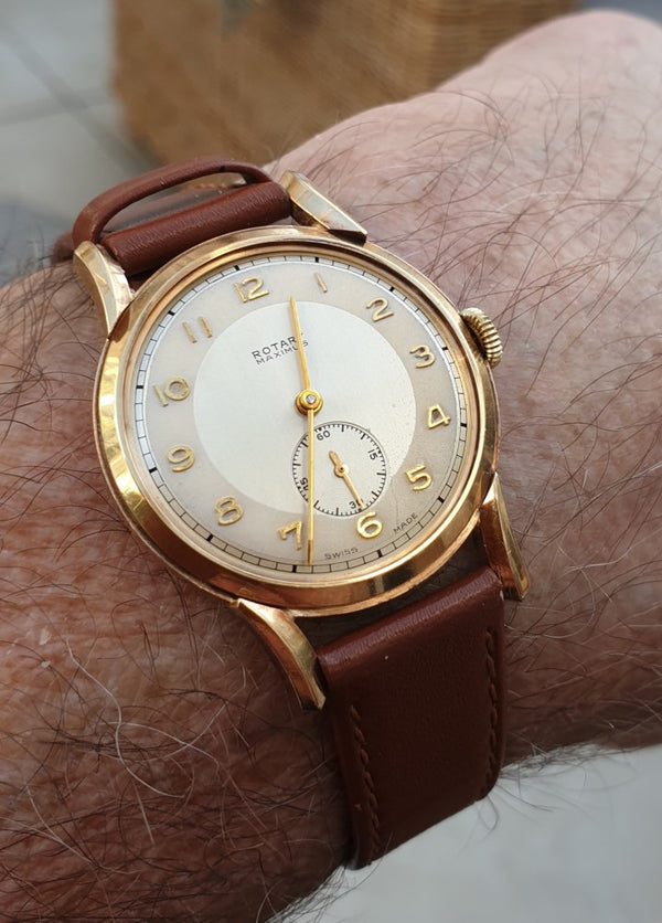 Rotary Maximus with Arabic Numerals in 9ct Gold with Original Box Circa 1950s