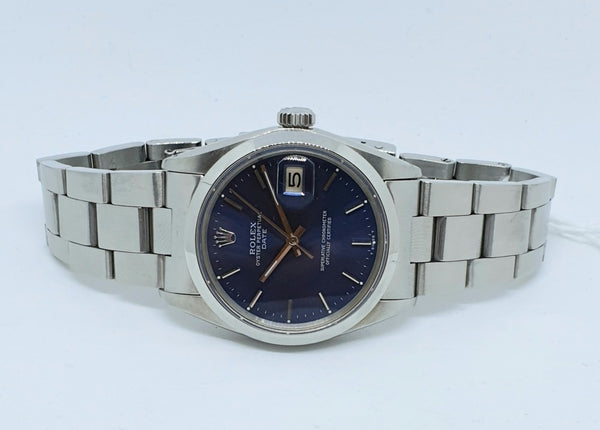 Rolex Oyster Perpetual Date with Blue Dial in Stainless Steel Model 1500 Circa 1971
