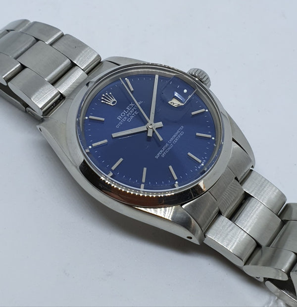 Rolex Oyster Perpetual Date with Blue Dial in Stainless Steel Model 1500 Circa 1971