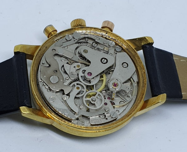 1970s Rone Valjoux Chronograph with Blue Dial in Gold Plate