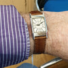 Omega Deco Style Tank Wristwatch Caliber 20F in Stainless Steel Case with Sunrise Dial Circa 1934