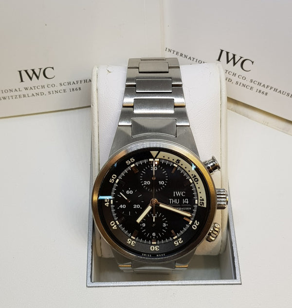 IWC Aquatimer Chronograph Model IW3719-28 in Stainless Steel on Braclet with Box and Papers Circa 1994