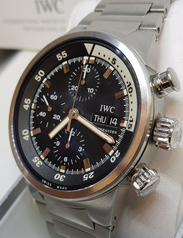 IWC Aquatimer Chronograph Model IW3719-28 in Stainless Steel on Braclet with Box and Papers Circa 1994