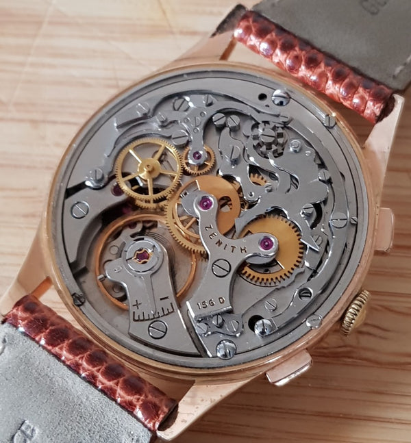1954 Stunning Oversized Zenith Chronograph 156D 18ct Pink Gold All Original
