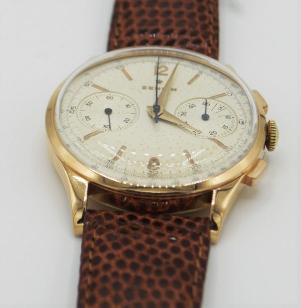 1954 Stunning Oversized Zenith Chronograph 156D 18ct Pink Gold All Original
