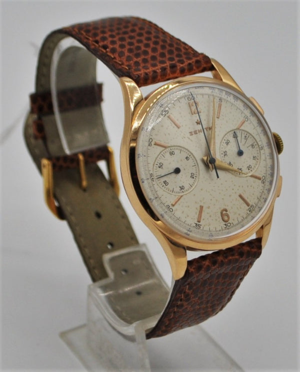 1954 Stunning Oversized Zenith Chronograph 156D 18ct Pink Gold All Original