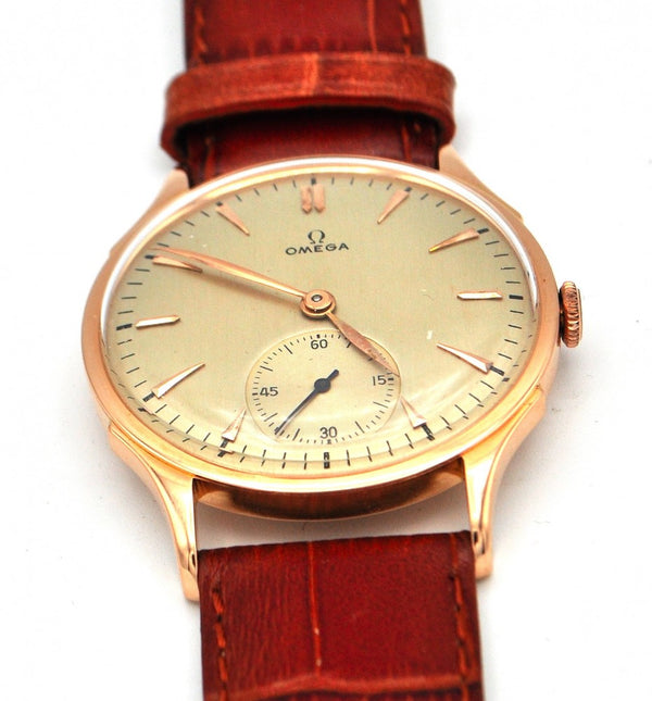 Omega 18ct Pink Gold Manual Wind Dress Watch Omega Buckle 1944